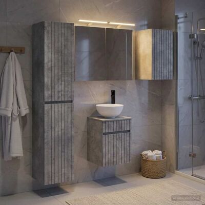 Ensemble D'Armoire De Salle De Bain 5 Pcs Gris Béton Vidaxl - Publicité Ensemble D'Armoire De Salle De Bain 5 Pcs Gris Béton Vidaxl - Publicité
