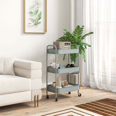 OEM Chariot De Rangement À 3 Paniers Et Structure En Acier Pour Salon, Chambre, Bureau, Cuisine, 45 X 30,6 X 79 Cm, Bleu Clair - Publicité OEM Chariot De Rangement À 3 Paniers Et Structure En Acier Pour Salon, Chambre, Bureau, Cuisine, 45 X 30,6 X 79 Cm, Bleu Clair - Publicité