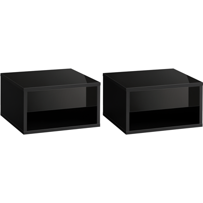 OEM Lot De 2 Tables Chevet Murales Table Nuit Tiroir Coulissant Niche Plateau En Bois 37l X 32l X 21h Cm Noir - Publicité OEM Lot De 2 Tables Chevet Murales Table Nuit Tiroir Coulissant Niche Plateau En Bois 37l X 32l X 21h Cm Noir - Publicité