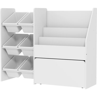 OEM Étagère À Jouets, Étagère Pour Chambre D'Enfant Avec 6 Compartiments, Étagère À Livres, Boîte À Roulettes, 100 X 30 X 80 Cm, Mdf, Acier, Blanc - Publicité OEM Étagère À Jouets, Étagère Pour Chambre D'Enfant Avec 6 Compartiments, Étagère À Livres, Boîte À Roulettes, 100 X 30 X 80 Cm, Mdf, Acier, Blanc - Publicité