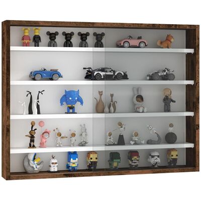 OEM Vitrine Murale Pour Objets De Collection 5 Étagère Réglables En Hauteur Et 2 Portes Coulissantes 80 X 9,5 X 60 Cm Marron - Publicité OEM Vitrine Murale Pour Objets De Collection 5 Étagère Réglables En Hauteur Et 2 Portes Coulissantes 80 X 9,5 X 60 Cm Marron - Publicité