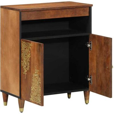 Maison La Vie - Buffet Salon Moderne - Meuble De Rangement - Avec Porte Marron 60 X 33 X 75 Cm Bois De Mangue Massif Bu2105 - Publicité Maison La Vie - Buffet Salon Moderne - Meuble De Rangement - Avec Porte Marron 60 X 33 X 75 Cm Bois De Mangue Massif Bu2105 - Publicité