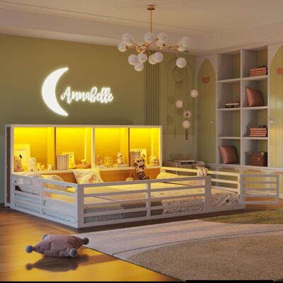 OEM Lit De Jour Avec Barrière, 140 X 200 Cm, Plateforme, Chevet Avec Compartiment De Rangement, Sommier À Lattes (sans Matelas), Barrière Métallique, Blanc - Publicité OEM Lit De Jour Avec Barrière, 140 X 200 Cm, Plateforme, Chevet Avec Compartiment De Rangement, Sommier À Lattes (sans Matelas), Barrière Métallique, Blanc - Publicité