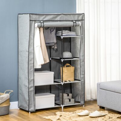 ALLAUVE Armoire Pliante Non-tissé Grise 103x43x162,5cm, 6 Casiers De Rangement, Garde-robe Légère Et Démontable - Publicité ALLAUVE Armoire Pliante Non-tissé Grise 103x43x162,5cm, 6 Casiers De Rangement, Garde-robe Légère Et Démontable - Publicité
