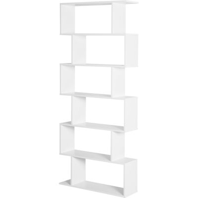 OEM Bibliothèque Étagère Zig Zag Design Contemporain 80l X 23l X 192h Cm 6 Niveaux Blanc - Publicité OEM Bibliothèque Étagère Zig Zag Design Contemporain 80l X 23l X 192h Cm 6 Niveaux Blanc - Publicité