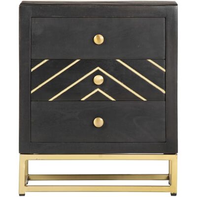Maison Exclusive - Table De Chevet Noir Et Doré 40x30x50cm Bois De Manguier Massif - Publicité Maison Exclusive - Table De Chevet Noir Et Doré 40x30x50cm Bois De Manguier Massif - Publicité