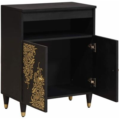 Maison La Vie - Buffet Salon Moderne - Meuble De Rangement - Avec Étagère Noir 60 X 33 X 75 Cm Bois De Mangue Massif Bu1917 - Publicité Maison La Vie - Buffet Salon Moderne - Meuble De Rangement - Avec Étagère Noir 60 X 33 X 75 Cm Bois De Mangue Massif Bu1917 - Publicité