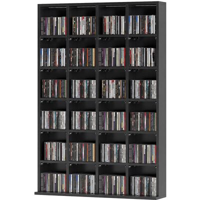 OEM Meuble De Rangement Multimédia 456 Cd/ 336 Dvd - Bibliothèque En Bois Avec Étagères Réglables, 89 X 130,5 Cm, Noir - Publicité OEM Meuble De Rangement Multimédia 456 Cd/ 336 Dvd - Bibliothèque En Bois Avec Étagères Réglables, 89 X 130,5 Cm, Noir - Publicité