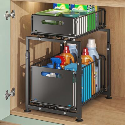 GRASSLIN Rangement Sous Évier À 2 Niveaux,organiseur De Cuisine, Étagère Sous Évier, Porte-épices,panier Coulissant En Métal,pour Salle Bain,chambre (29 X 38 49 Cm (noir)) 29 X Cm (noir) -'29 X 38 X 49 Cm (noi - Publicité GRASSLIN Rangement Sous Évier À 2 Niveaux,organiseur De Cuisine, Étagère Sous Évier, Porte-épices,panier Coulissant En Métal,pour Salle Bain,chambre (29 X 38 49 Cm (noir)) 29 X Cm (noir) -'29 X 38 X 49 Cm (noi - Publicité