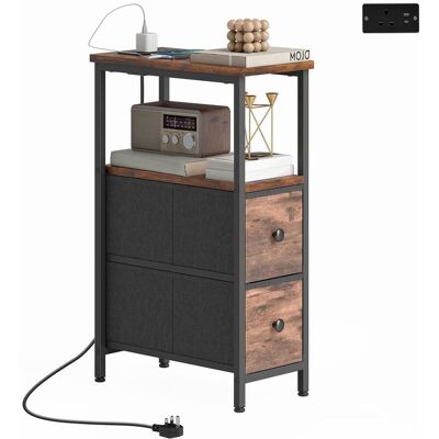 OEM Table Basse/table D'Appoint Avec Station De Recharge, Structure En Acier, 2 Tiroirs En Tissu, Compartiment Ouvert, 20 Cm X 40 Cm X 63 Cm, Marron Rustique - Publicité OEM Table Basse/table D'Appoint Avec Station De Recharge, Structure En Acier, 2 Tiroirs En Tissu, Compartiment Ouvert, 20 Cm X 40 Cm X 63 Cm, Marron Rustique - Publicité