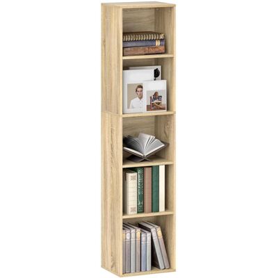 OEM Bibliothèque Étagère De Rangement 5 Niveaux Avec Étagères Réglables Pour Salon, Chambre, Bureau, 30x24x133,5cm, Naturel - Publicité OEM Bibliothèque Étagère De Rangement 5 Niveaux Avec Étagères Réglables Pour Salon, Chambre, Bureau, 30x24x133,5cm, Naturel - Publicité