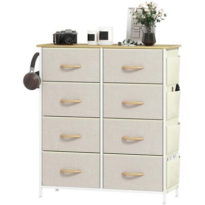 OEM Commode De Chambre À Coucher Avec 8 Tiroirs En Tissu, Montants En Acier, Plateau En Bois, 4 Poches De Rangement, 2 Crochets, Beige - Publicité OEM Commode De Chambre À Coucher Avec 8 Tiroirs En Tissu, Montants En Acier, Plateau En Bois, 4 Poches De Rangement, 2 Crochets, Beige - Publicité