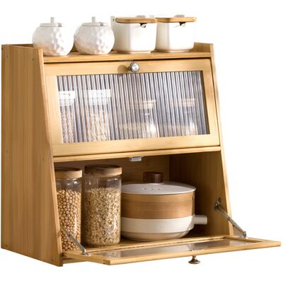 WEYTOLL Organisateur De Condiments D'Épices En Bambou Avec Porte, Armoire De Rangement De Comptoir Étanche Pour La Maison Couleur Bois 3 Couches 40x28x50cm - Publicité WEYTOLL Organisateur De Condiments D'Épices En Bambou Avec Porte, Armoire De Rangement De Comptoir Étanche Pour La Maison Couleur Bois 3 Couches 40x28x50cm - Publicité