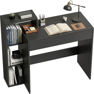 Generic Bureau Pc Moderne Avec 3 Étagères Ouvertes Et Un Tiroir, Bois Noir, 100 X 40 X 90 Cm - Publicité Generic Bureau Pc Moderne Avec 3 Étagères Ouvertes Et Un Tiroir, Bois Noir, 100 X 40 X 90 Cm - Publicité