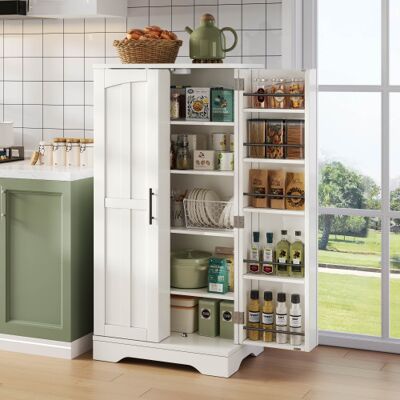 AUDIONOVA Meuble De Cuisine Avec Éclairage Led À Détecteur, Grand Placard De Rangement À 2 Portes Avec Étagères Réglables Et Rangements De Porte – Idéal Pour Cuisine, Salle À Manger Ou Salon – Blanc - Publicité AUDIONOVA Meuble De Cuisine Avec Éclairage Led À Détecteur, Grand Placard De Rangement À 2 Portes Avec Étagères Réglables Et Rangements De Porte – Idéal Pour Cuisine, Salle À Manger Ou Salon – Blanc - Publicité