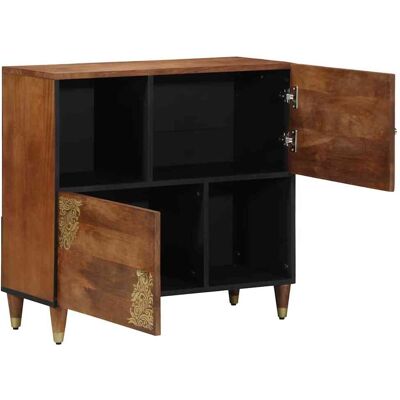 Maison La Vie - Buffet Salon Moderne - Meuble De Rangement - Avec Porte Marron 80 X 33 X 75 Cm Bois De Mangue Massif Bu2108 - Publicité Maison La Vie - Buffet Salon Moderne - Meuble De Rangement - Avec Porte Marron 80 X 33 X 75 Cm Bois De Mangue Massif Bu2108 - Publicité