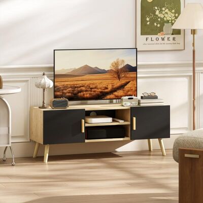 Generic Meuble Tv Meuble Télé Bois Banc Tv Jusqu'à 50 Pouces Avec Étagères, 2 Placards Et Passe-câbles, Chêne - Publicité Generic Meuble Tv Meuble Télé Bois Banc Tv Jusqu'à 50 Pouces Avec Étagères, 2 Placards Et Passe-câbles, Chêne - Publicité
