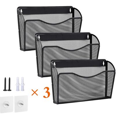 OEM Support Mural De Rangement De Dossiers (3 Pièces) Porte-documents Organiseur De Fichiers Dossiers, Mailles En Métal, Noir - Publicité OEM Support Mural De Rangement De Dossiers (3 Pièces) Porte-documents Organiseur De Fichiers Dossiers, Mailles En Métal, Noir - Publicité