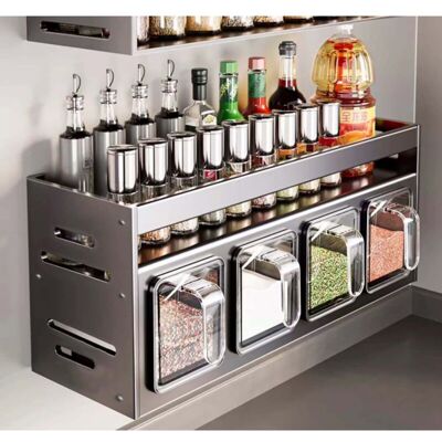 OEM Étagère À Épices Murale De Cuisine À -double Couche, Sans Perforation, Support De Rangement, Adaptée Aux Armoires Murales (4 Compartiments)-dou - Publicité OEM Étagère À Épices Murale De Cuisine À -double Couche, Sans Perforation, Support De Rangement, Adaptée Aux Armoires Murales (4 Compartiments)-dou - Publicité