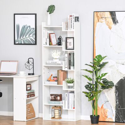 OEM Homcom Bibliothèque Étagère De Rangement À 6 Niveaux Design Irrégulier - 60x21x162,5cm, Blanc - Publicité OEM Homcom Bibliothèque Étagère De Rangement À 6 Niveaux Design Irrégulier - 60x21x162,5cm, Blanc - Publicité