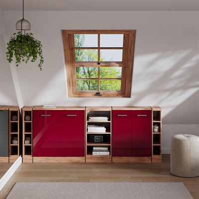 Ensembles De Meuble De Rangement Sous Pente Rion, Rouge Brillant, 210cm Lot De 5 Caissons 60 Cm De Profondeur, Vicco - Publicité Ensembles De Meuble De Rangement Sous Pente Rion, Rouge Brillant, 210cm Lot De 5 Caissons 60 Cm De Profondeur, Vicco - Publicité