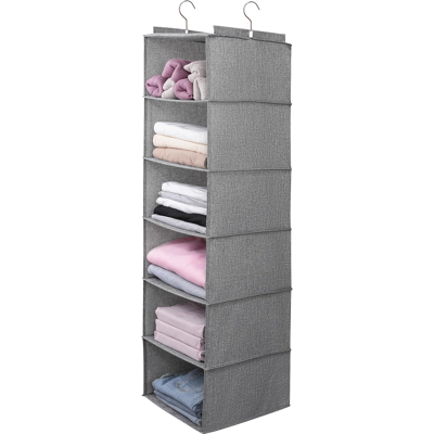 ALVIOR Organisateur Suspendu Pour Armoire - 6 Niveaux Avec Tiroirs - En Coton Et Lin - Plaques Pp Rigides - Pliable Et Lavable - Gris - 1 Pièce - Publicité ALVIOR Organisateur Suspendu Pour Armoire - 6 Niveaux Avec Tiroirs - En Coton Et Lin - Plaques Pp Rigides - Pliable Et Lavable - Gris - 1 Pièce - Publicité