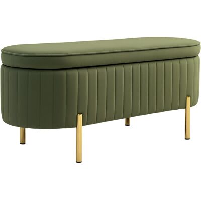 MH Banquette Norwin Coffre Design Ovale Kaki Rangement Chic Salon Chambre - Publicité MH Banquette Norwin Coffre Design Ovale Kaki Rangement Chic Salon Chambre - Publicité