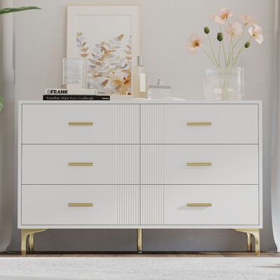 ACKERMAN Commode À 6 Tiroirs – Commode Blanche Avec Portes Pour Salon Et Chambre, Dimensions : H 76 Cm / L 120 Cm / P 40 Cm - Publicité ACKERMAN Commode À 6 Tiroirs – Commode Blanche Avec Portes Pour Salon Et Chambre, Dimensions : H 76 Cm / L 120 Cm / P 40 Cm - Publicité