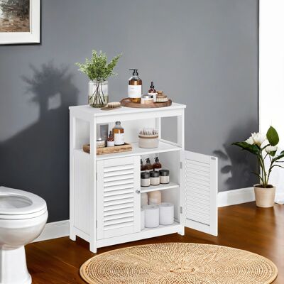 VASAGLE Armoire De Salle De Bain, Armoire De Rangement, Avec Compartiment Ouvert Et Étagère Réglable, 30 X 60 X 80 Cm, Blanc - Publicité VASAGLE Armoire De Salle De Bain, Armoire De Rangement, Avec Compartiment Ouvert Et Étagère Réglable, 30 X 60 X 80 Cm, Blanc - Publicité