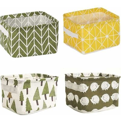 FOGSHIELD 4 Pièces Mini Paniers Rangement Carrés, Corbeilles De Rangement En Tissu De Coton Et Lin, Boîtes De Rangement Pliables Pour Bébé, Imperméable Petits Paniers Rangement Tissu Pour Bureau, Jouets - Publicité FOGSHIELD 4 Pièces Mini Paniers Rangement Carrés, Corbeilles De Rangement En Tissu De Coton Et Lin, Boîtes De Rangement Pliables Pour Bébé, Imperméable Petits Paniers Rangement Tissu Pour Bureau, Jouets - Publicité