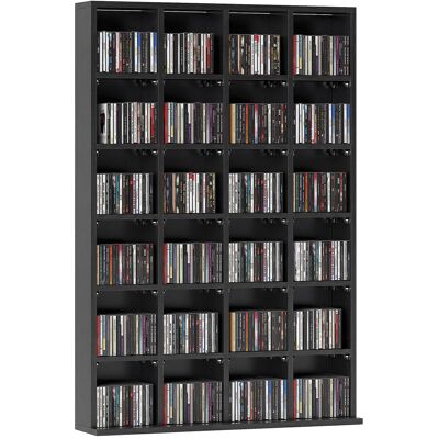 OEM Meuble De Rangement Multimédia 456 Cd/ 336 Dvd - Bibliothèque En Bois Avec Étagères Réglables. 89 X 130.5 Cm. Noir - Publicité OEM Meuble De Rangement Multimédia 456 Cd/ 336 Dvd - Bibliothèque En Bois Avec Étagères Réglables. 89 X 130.5 Cm. Noir - Publicité