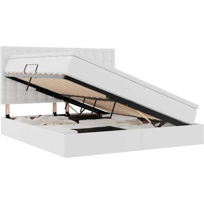 DESIGN IN Lit Double Lit Adulte Lit De Rangement Blanc Pur 160 X 200 Cm Cuir Synthétique - Publicité DESIGN IN Lit Double Lit Adulte Lit De Rangement Blanc Pur 160 X 200 Cm Cuir Synthétique - Publicité