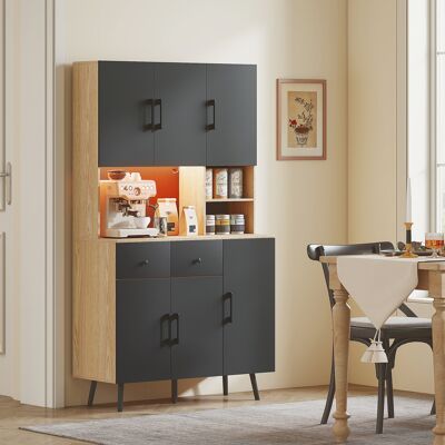 OEM Buffet Meuble Cuisine Rangement Haut Lumière Led Rgb Plan De Travail 6 Portes 2 Tiroirs 100x40x176cm Noir - Publicité OEM Buffet Meuble Cuisine Rangement Haut Lumière Led Rgb Plan De Travail 6 Portes 2 Tiroirs 100x40x176cm Noir - Publicité