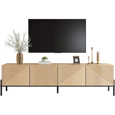 ACKERMAN Meuble Tv Moderne, Meuble Bas Pour Tv, Rangement À 4 Portes, Design Géométrique, Texture 3d, Mobilier De Salon Moderne - Publicité ACKERMAN Meuble Tv Moderne, Meuble Bas Pour Tv, Rangement À 4 Portes, Design Géométrique, Texture 3d, Mobilier De Salon Moderne - Publicité