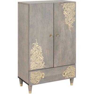 DESIGN IN Haut Armoire Gris Et Or 60 X 33 X 100 Cm Bois De Mangue Massif - Publicité DESIGN IN Haut Armoire Gris Et Or 60 X 33 X 100 Cm Bois De Mangue Massif - Publicité