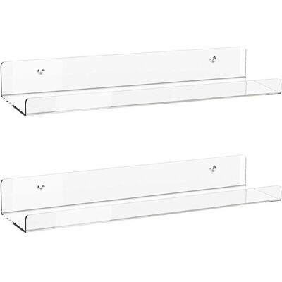 OEM Lot De 2 Étagères Murales Flottantes En Acrylique Transparent 40x10x6cm – Installation Facile – Pour Chambre, Salle De Bain, Bureau - Publicité OEM Lot De 2 Étagères Murales Flottantes En Acrylique Transparent 40x10x6cm – Installation Facile – Pour Chambre, Salle De Bain, Bureau - Publicité