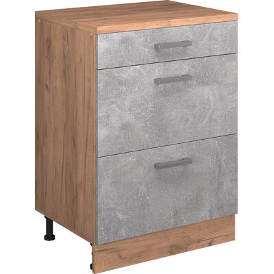 Commode D'Extension Rion, Béton/chêne De Force Doré, 60x46cm Sans Pente Avec 3 Tiroirs, Vicco - Publicité Commode D'Extension Rion, Béton/chêne De Force Doré, 60x46cm Sans Pente Avec 3 Tiroirs, Vicco - Publicité