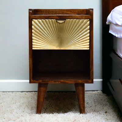 ACKERMAN Solid Wood Mini Manila Gold 1 Drawer Bedside, 1 Shelf, Brown - Publicité ACKERMAN Solid Wood Mini Manila Gold 1 Drawer Bedside, 1 Shelf, Brown - Publicité