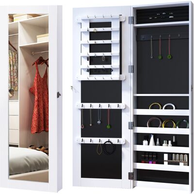 ARRIGONI Armoire À Bijoux Multi-rangements Design Avec Miroir Et Serrure 37l X 10l X 112h Cm Blanche - Publicité ARRIGONI Armoire À Bijoux Multi-rangements Design Avec Miroir Et Serrure 37l X 10l X 112h Cm Blanche - Publicité