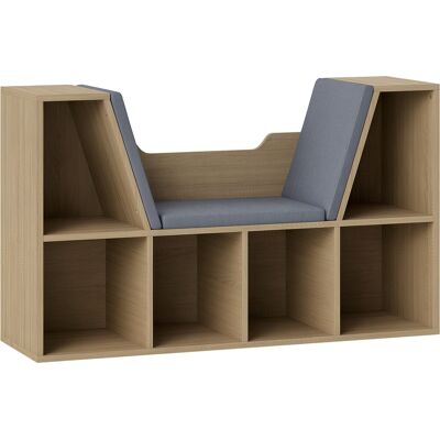OEM Bibliothèque Banc 2 En 1 Design Contemporain 6 Casiers 3 Coussins Fournis 102 X 30 X 61 Cm Chêne Et Gris - Publicité OEM Bibliothèque Banc 2 En 1 Design Contemporain 6 Casiers 3 Coussins Fournis 102 X 30 X 61 Cm Chêne Et Gris - Publicité