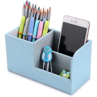LEDE Porte-crayons De Bureau En Cuir, Organisateur De Bureau Multifonctionnel, Boîte De Rangement Pour Fournitures De Bureau - Publicité LEDE Porte-crayons De Bureau En Cuir, Organisateur De Bureau Multifonctionnel, Boîte De Rangement Pour Fournitures De Bureau - Publicité