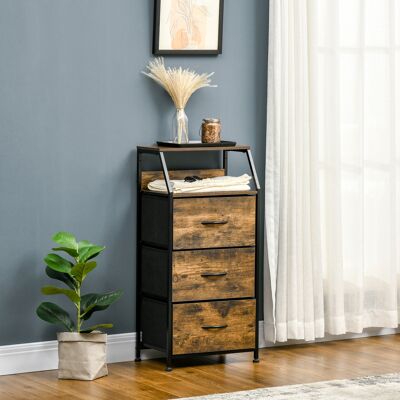 OEM Commode À 3 Tiroirs En Tissu, Étagère Pliable Et Ouverte, Idéale Pour Le Salon Ou Le Bureau, 44 X 29 X 92 Cm, Marron Rustique - Publicité OEM Commode À 3 Tiroirs En Tissu, Étagère Pliable Et Ouverte, Idéale Pour Le Salon Ou Le Bureau, 44 X 29 X 92 Cm, Marron Rustique - Publicité