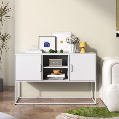 ACKERMAN Armoire D'Accent En Métal Blanc, Buffet Et Coffre-fort De Rangement, Construction Robuste En Métal Avec Blanc Élégant, H 75 Cm X L 120 Cm X P 40 Cm - Publicité ACKERMAN Armoire D'Accent En Métal Blanc, Buffet Et Coffre-fort De Rangement, Construction Robuste En Métal Avec Blanc Élégant, H 75 Cm X L 120 Cm X P 40 Cm - Publicité