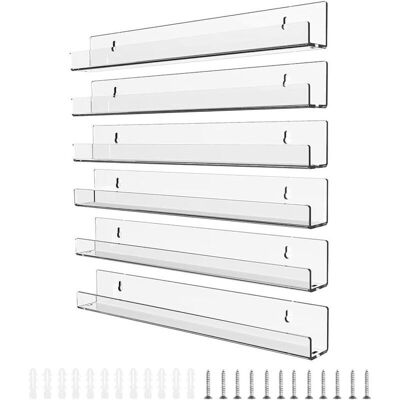 OEM Étagère Murale, Support Mural Pour Étagère En Vinyle Acrylique Transparent, Étagères Flottantes Transparentes, Lot De 6, 30 Cm-crezuo - Publicité OEM Étagère Murale, Support Mural Pour Étagère En Vinyle Acrylique Transparent, Étagères Flottantes Transparentes, Lot De 6, 30 Cm-crezuo - Publicité