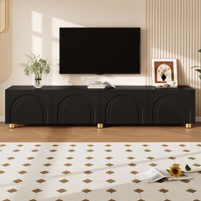 LIBERTÉ Meuble Tv Moderne 4 Portes Effet Arche Avec Rangement-180x35x40cm-noir - Publicité LIBERTÉ Meuble Tv Moderne 4 Portes Effet Arche Avec Rangement-180x35x40cm-noir - Publicité