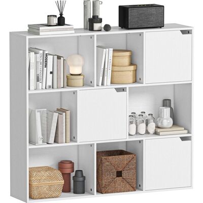 OEM Bibliothèque Étagère De Rangement 9 Cubes Avec 3 Portes Et 6 Compartiments Ouverts, 106 X 24 X 95 Cm, Blanc - Publicité OEM Bibliothèque Étagère De Rangement 9 Cubes Avec 3 Portes Et 6 Compartiments Ouverts, 106 X 24 X 95 Cm, Blanc - Publicité