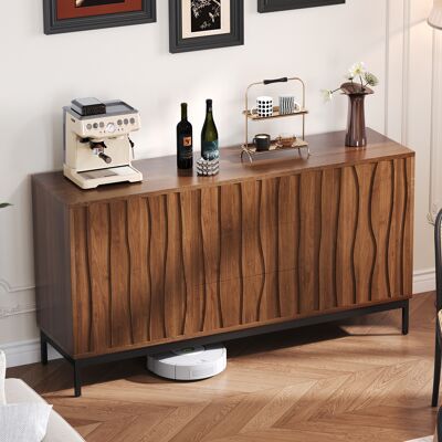ALLAUVE Buffet 150 Cm Chêne Foncé Veiné, 3 Tiroirs, Meuble De Cuisine Moderne, Armoire Décorative Rétro Milieu Du Siècle, Découpe Monobloc Pour Salon, Entrée, Couloir - Publicité ALLAUVE Buffet 150 Cm Chêne Foncé Veiné, 3 Tiroirs, Meuble De Cuisine Moderne, Armoire Décorative Rétro Milieu Du Siècle, Découpe Monobloc Pour Salon, Entrée, Couloir - Publicité