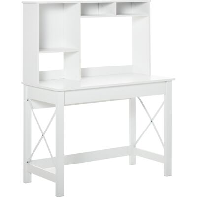 OEM Bureau Avec Rangement Bureau Bibliothèque En Bois Moderne Avec Étagères Et Grand Plateau Pour Petits Espaces Maison Chambre À Coucher, 105 X 50 X 137,5 Cm, Blanc - Publicité OEM Bureau Avec Rangement Bureau Bibliothèque En Bois Moderne Avec Étagères Et Grand Plateau Pour Petits Espaces Maison Chambre À Coucher, 105 X 50 X 137,5 Cm, Blanc - Publicité