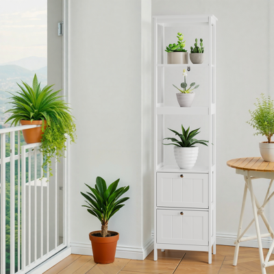 ACKERMAN Armoire Haute Étroite, Meuble De Salle De Bain, Meuble Bas Étroit Autonome, Colonne De Rangement En Bois, Meuble Autonome Avec 2 Tiroirs Et 3 Clayettes, 40lx30px160hcm, Blanc - Publicité ACKERMAN Armoire Haute Étroite, Meuble De Salle De Bain, Meuble Bas Étroit Autonome, Colonne De Rangement En Bois, Meuble Autonome Avec 2 Tiroirs Et 3 Clayettes, 40lx30px160hcm, Blanc - Publicité