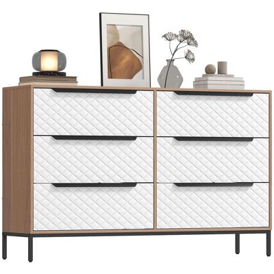 OEM Commode À 6 Tiroirs En Tissu, Façades À Motif Losanges, Idéale Pour Le Salon, Le Bureau Ou Le Dressing. Coloris Naturel Et Blanc. Publicité OEM Commode À 6 Tiroirs En Tissu, Façades À Motif Losanges, Idéale Pour Le Salon, Le Bureau Ou Le Dressing. Coloris Naturel Et Blanc. Publicité